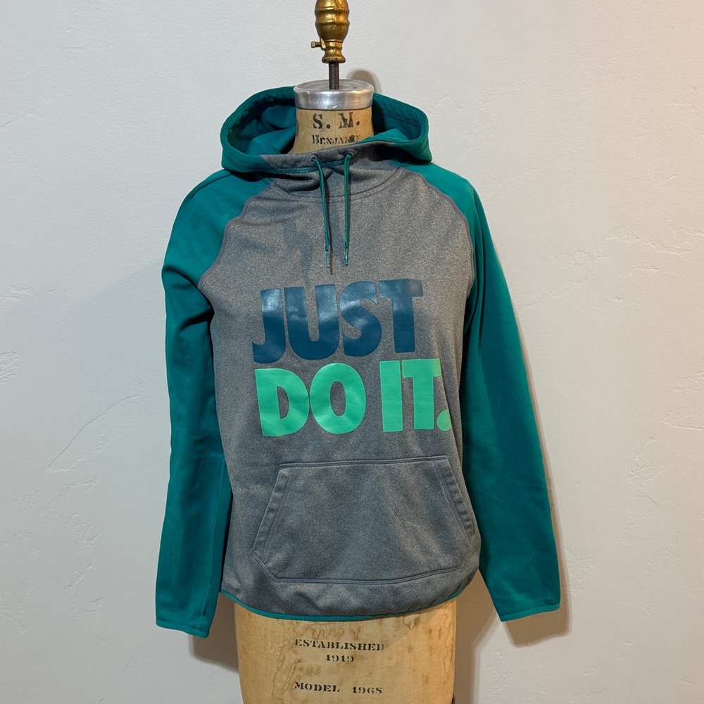 Nike Gray and Green Hoodie